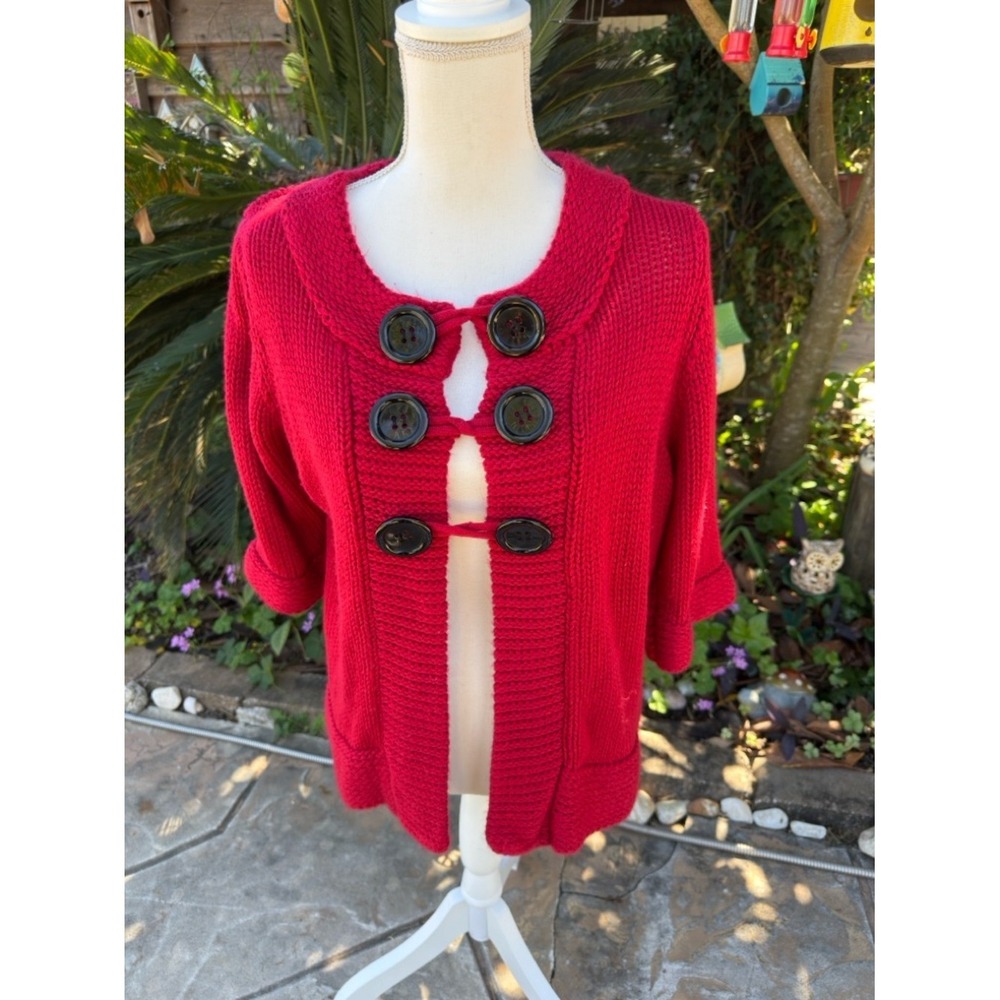 Cato Red Knit Button-Front Cardigan with‎ Large Buttons